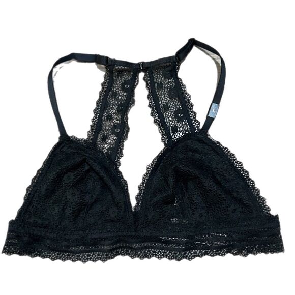 Victoria’s Secret Floral Lace Racerback Unlined bralette bra Black Medium - Picture 4 of 6